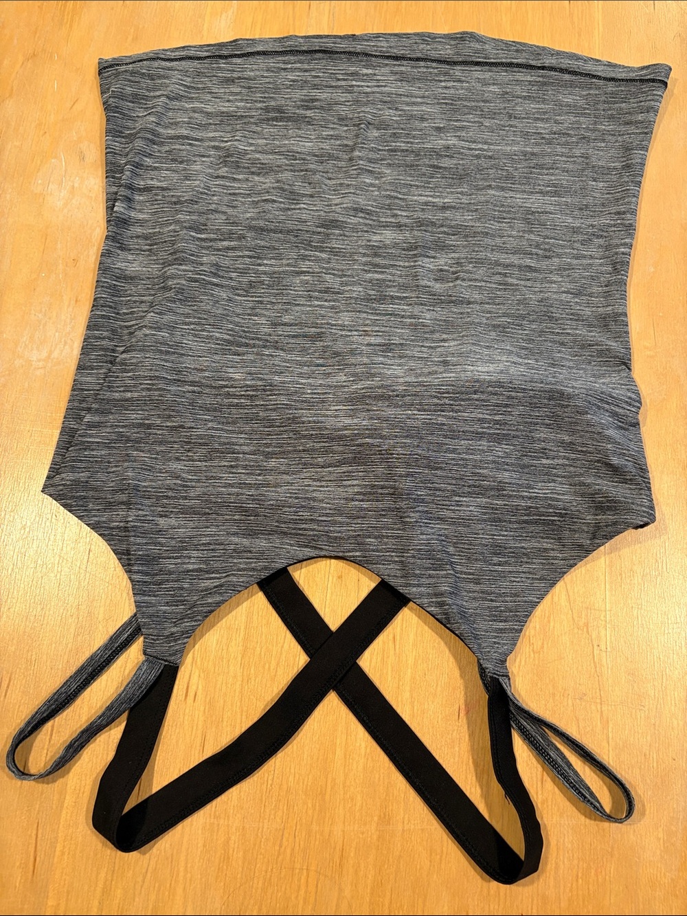 Danskin ~ Layered Tank Black Heather Gray Cross-Back Tank Top